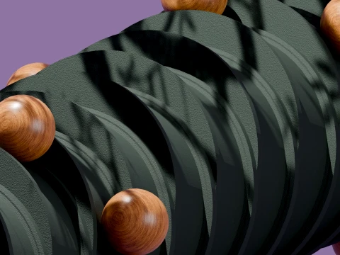 Modern Abstract Spiral Column with Wooden Spheres 3D Model