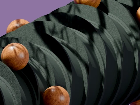 Modern Abstract Spiral Column with Wooden Spheres 3D Model
