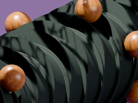 Modern Abstract Spiral Column with Wooden Spheres 3D Model