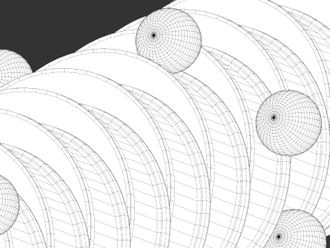 Modern Abstract Spiral Column with Wooden Spheres 3D Model