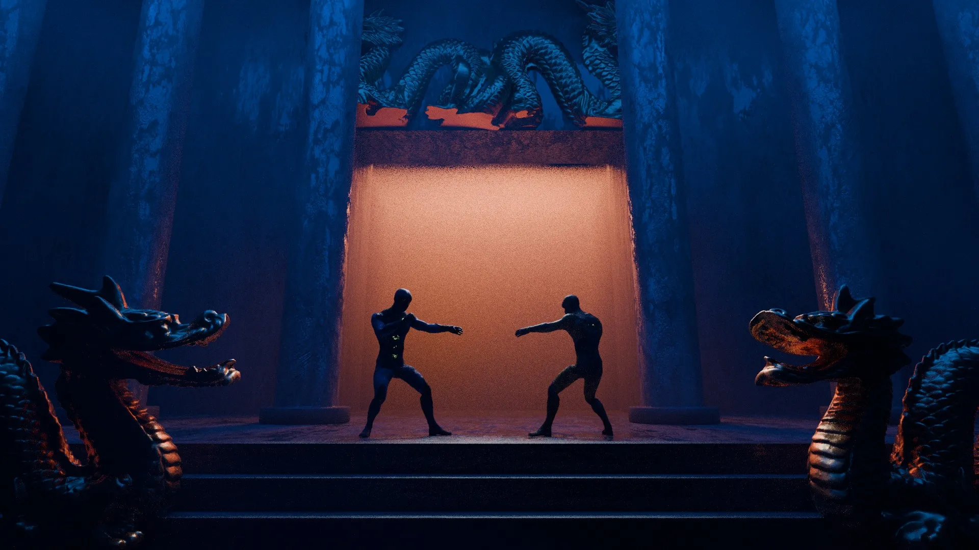 Ancient Dragon Temple Martial Arts Scene and Arena 3D Model .c4d .max .obj .3ds .fbx .stl .blend 
