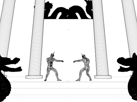 Ancient Dragon Temple Martial Arts Scene and Arena 3D Model