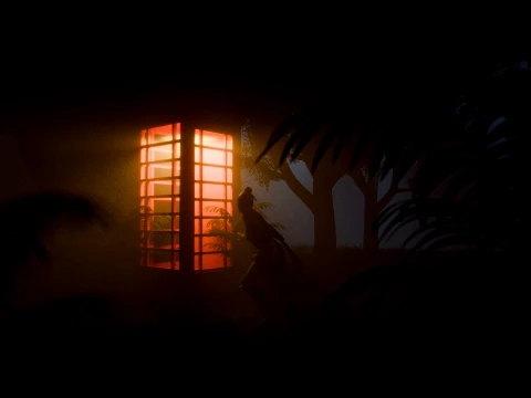 Cinematic Jungle Environment with Red Phone Booth 3D Model