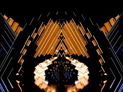 Sci-Fi Brutalist Portal and Futuristic Tunnel Scene 3D Model