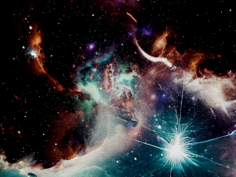 Deep Space Nebula and Cosmic Dust Background 3D Model