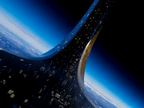 Sci-Fi Orbital Ring Space Station and Megastructure Habitat 3D Model