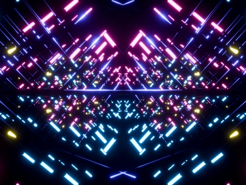 Neon Cyberpunk Sci-Fi Light Tunnel 3D Model