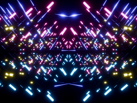 Neon Cyberpunk Sci-Fi Light Tunnel 3D Model