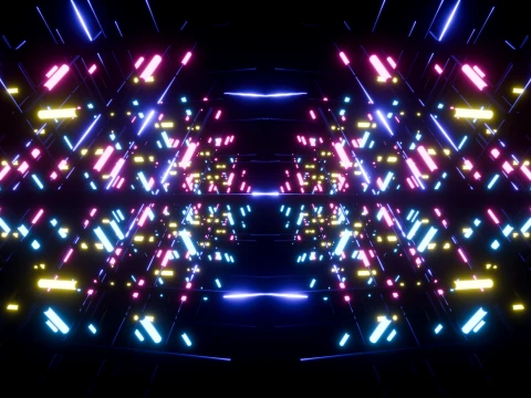 Neon Cyberpunk Sci-Fi Light Tunnel 3D Model
