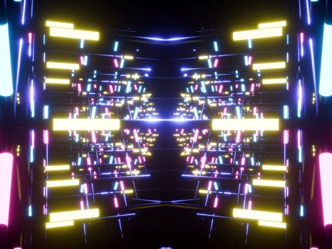 Neon Cyberpunk Sci-Fi Light Tunnel 3D Model