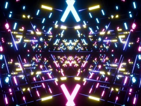 Neon Cyberpunk Sci-Fi Light Tunnel 3D Model