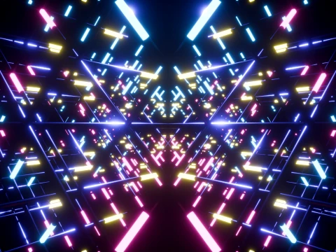 Neon Cyberpunk Sci-Fi Light Tunnel 3D Model