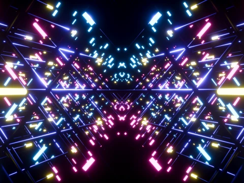 Neon Cyberpunk Sci-Fi Light Tunnel 3D Model