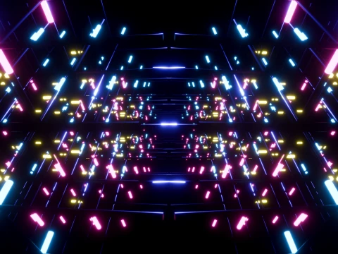 Neon Cyberpunk Sci-Fi Light Tunnel 3D Model