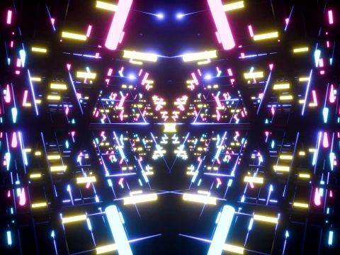 Neon Cyberpunk Sci-Fi Light Tunnel 3D Model