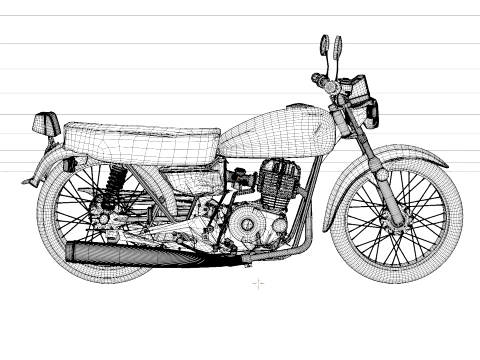 Classic Vintage Street Motorcycle 3D Model
