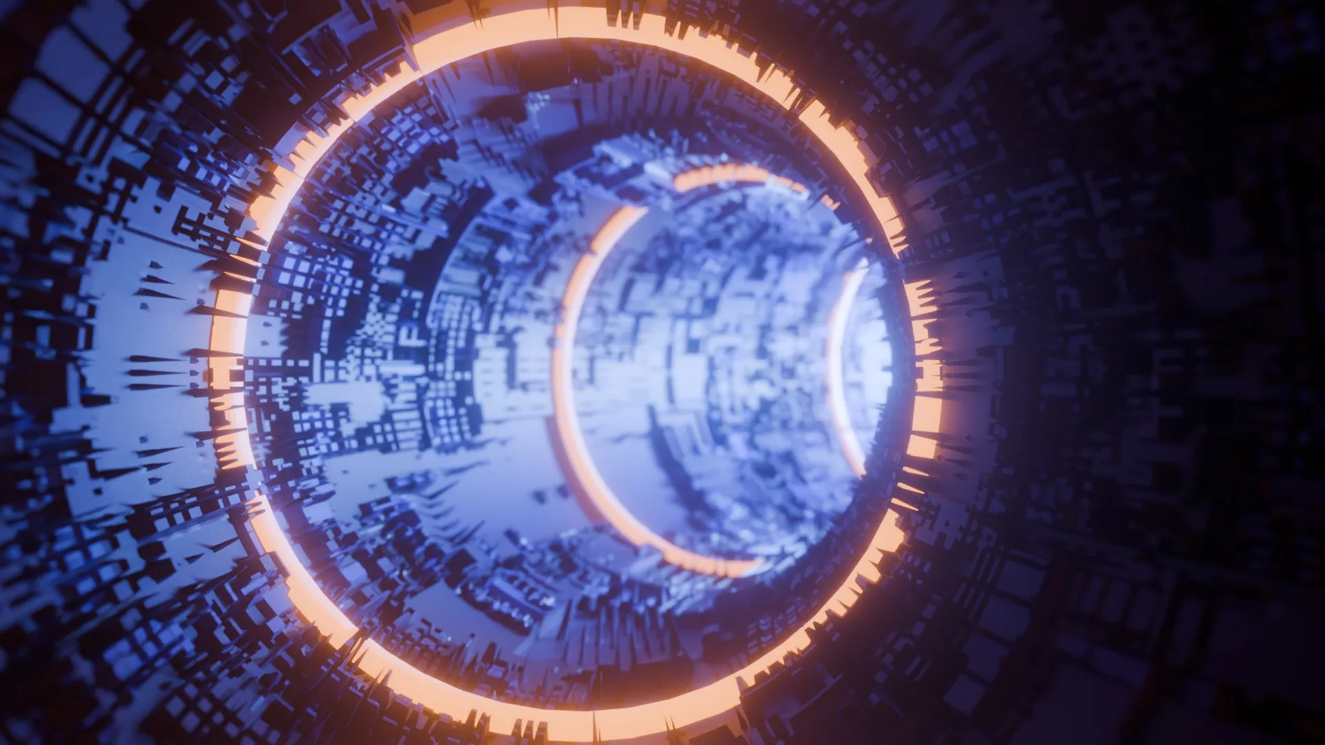 Sci-Fi Cyberpunk Circular Tunnel and Hyperloop Environment 3D Model .c4d .max .obj .3ds .fbx .stl .blend