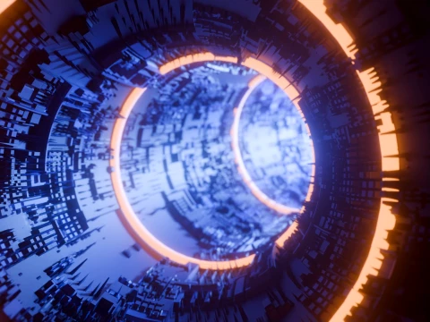 Sci-Fi Cyberpunk Circular Tunnel and Hyperloop Environment 3D Model
