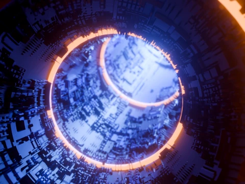Sci-Fi Cyberpunk Circular Tunnel and Hyperloop Environment 3D Model