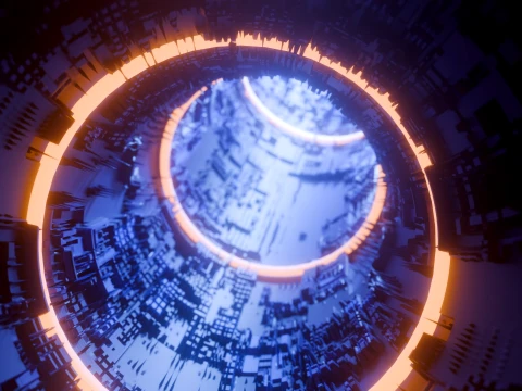 Sci-Fi Cyberpunk Circular Tunnel and Hyperloop Environment 3D Model