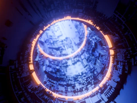 Sci-Fi Cyberpunk Circular Tunnel and Hyperloop Environment 3D Model