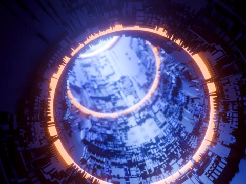 Sci-Fi Cyberpunk Circular Tunnel and Hyperloop Environment 3D Model