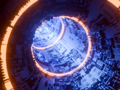 Sci-Fi Cyberpunk Circular Tunnel and Hyperloop Environment 3D Model