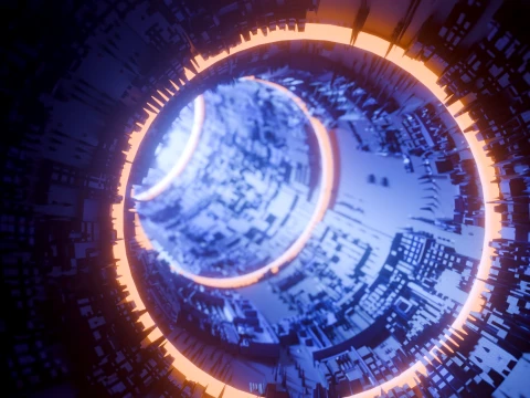 Sci-Fi Cyberpunk Circular Tunnel and Hyperloop Environment 3D Model