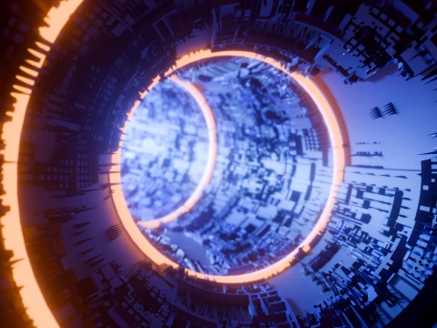 Sci-Fi Cyberpunk Circular Tunnel and Hyperloop Environment 3D Model