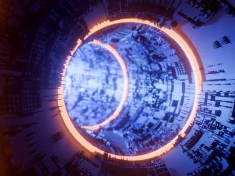 Sci-Fi Cyberpunk Circular Tunnel and Hyperloop Environment 3D Model