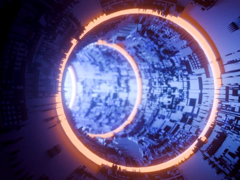 Sci-Fi Cyberpunk Circular Tunnel and Hyperloop Environment 3D Model
