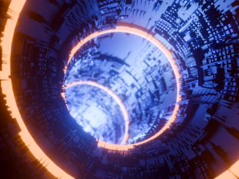 Sci-Fi Cyberpunk Circular Tunnel and Hyperloop Environment 3D Model
