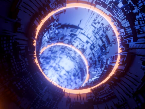 Sci-Fi Cyberpunk Circular Tunnel and Hyperloop Environment 3D Model