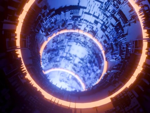 Sci-Fi Cyberpunk Circular Tunnel and Hyperloop Environment 3D Model