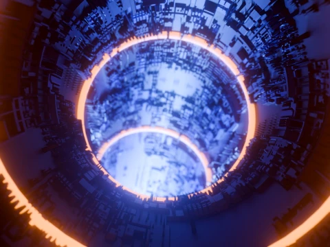 Sci-Fi Cyberpunk Circular Tunnel and Hyperloop Environment 3D Model