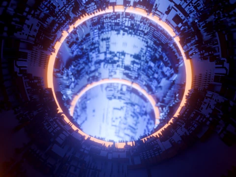 Sci-Fi Cyberpunk Circular Tunnel and Hyperloop Environment 3D Model