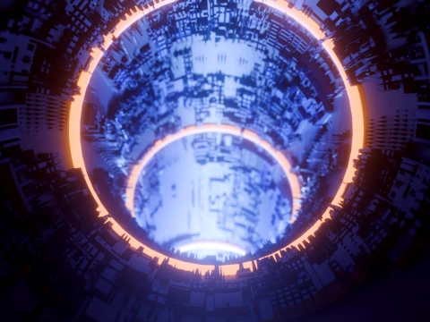 Sci-Fi Cyberpunk Circular Tunnel and Hyperloop Environment 3D Model
