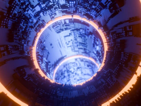 Sci-Fi Cyberpunk Circular Tunnel and Hyperloop Environment 3D Model
