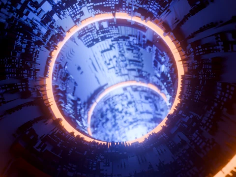 Sci-Fi Cyberpunk Circular Tunnel and Hyperloop Environment 3D Model
