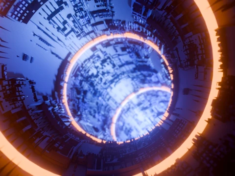 Sci-Fi Cyberpunk Circular Tunnel and Hyperloop Environment 3D Model