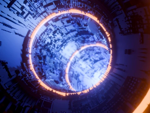 Sci-Fi Cyberpunk Circular Tunnel and Hyperloop Environment 3D Model