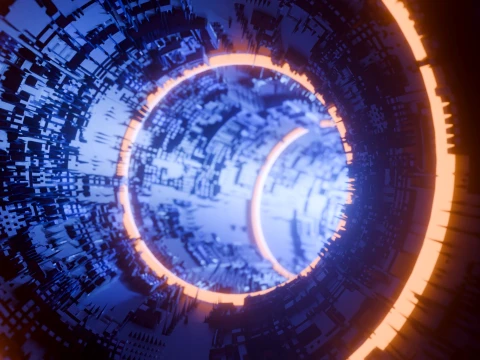 Sci-Fi Cyberpunk Circular Tunnel and Hyperloop Environment 3D Model