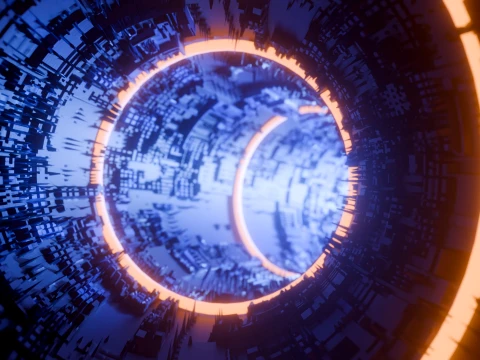 Sci-Fi Cyberpunk Circular Tunnel and Hyperloop Environment 3D Model