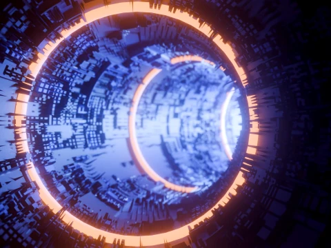 Sci-Fi Cyberpunk Circular Tunnel and Hyperloop Environment 3D Model