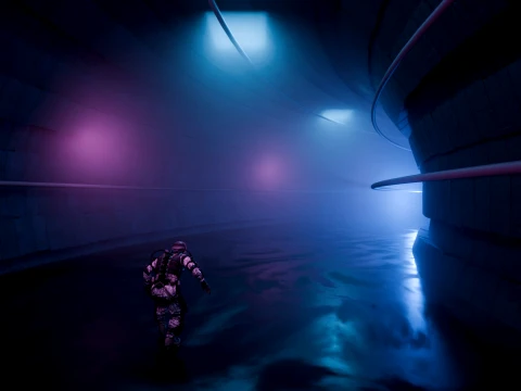 Cyberpunk Sci-Fi Underground Tunnel 3D Model
