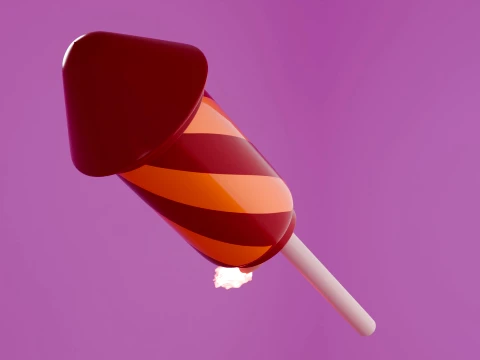Stylized 3D Fireworks Rocket Prop 3D Model