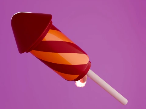 Stylized 3D Fireworks Rocket Prop 3D Model