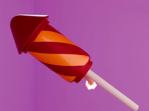Stylized 3D Fireworks Rocket Prop 3D Model
