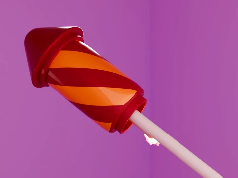 Stylized 3D Fireworks Rocket Prop 3D Model