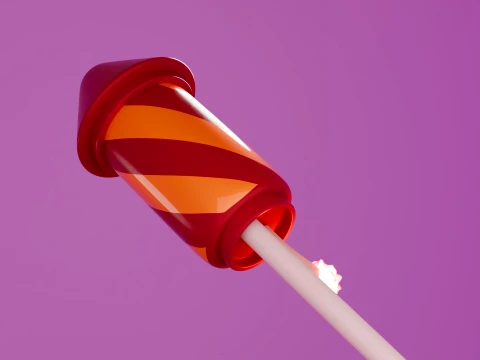 Stylized 3D Fireworks Rocket Prop 3D Model